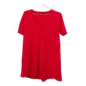 Zara Red V-Neck Tunic Top Dress - Size Medium